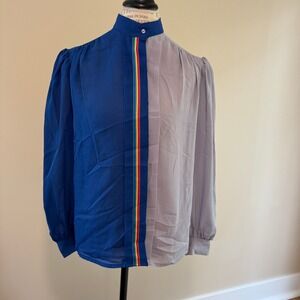 Puccini Gold Vintage Women's "Rainbow" Blouse Size 16